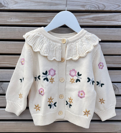 Albie & Co Knitted Flower Embroidered Cardigan Sets