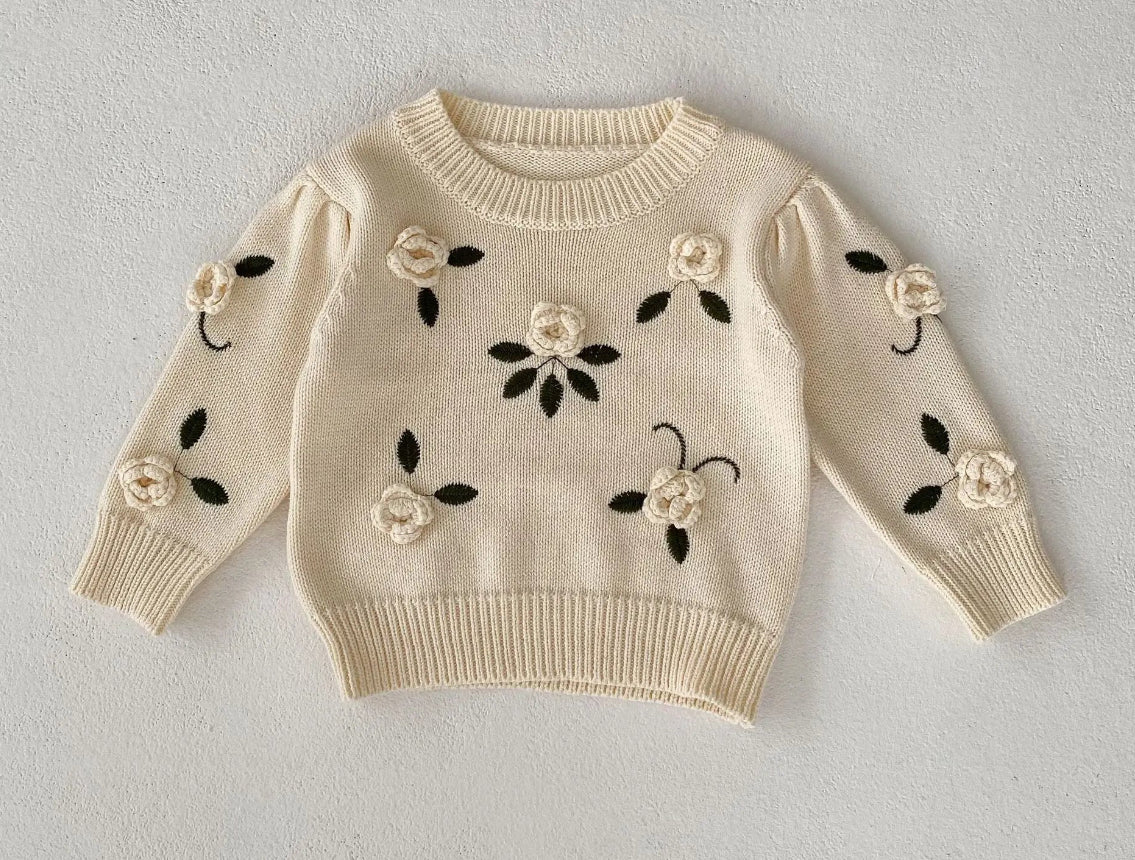 Albie & Co Flower Embroidery Knitted Jumper