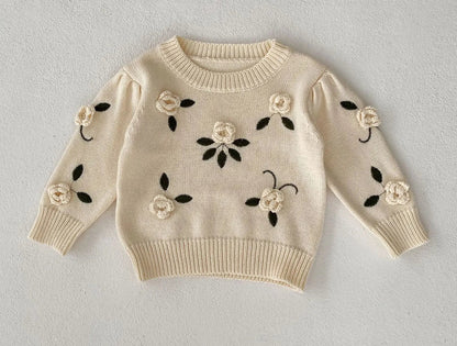 Albie & Co Flower Embroidery Knitted Jumper