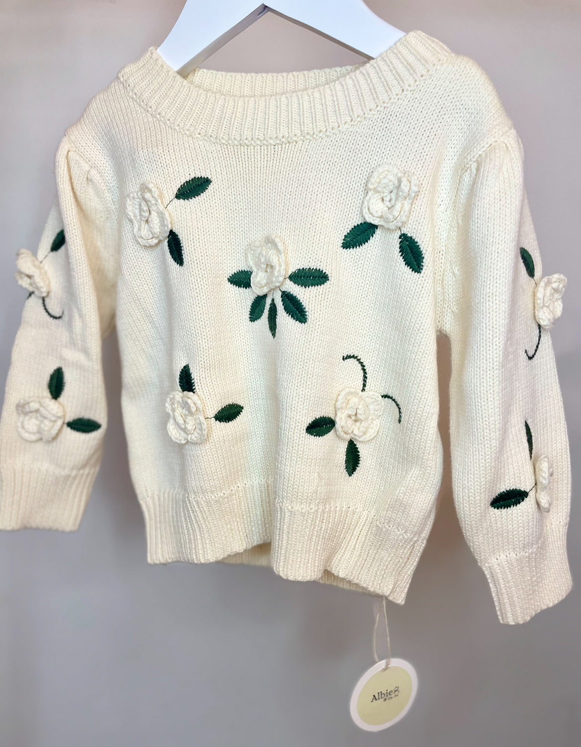 Albie & Co Flower Embroidery Knitted Jumper