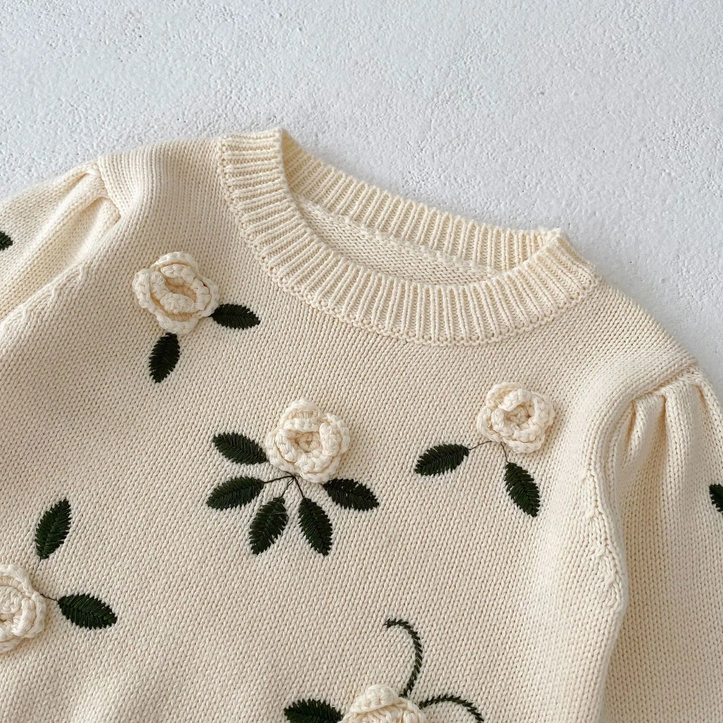 Albie & Co Flower Embroidery Knitted Jumper