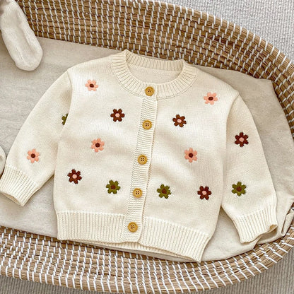 Albie & Co Knitted Flower Embroidered Cardigan Sets