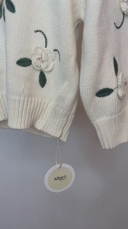 Albie & Co Flower Embroidery Knitted Jumper